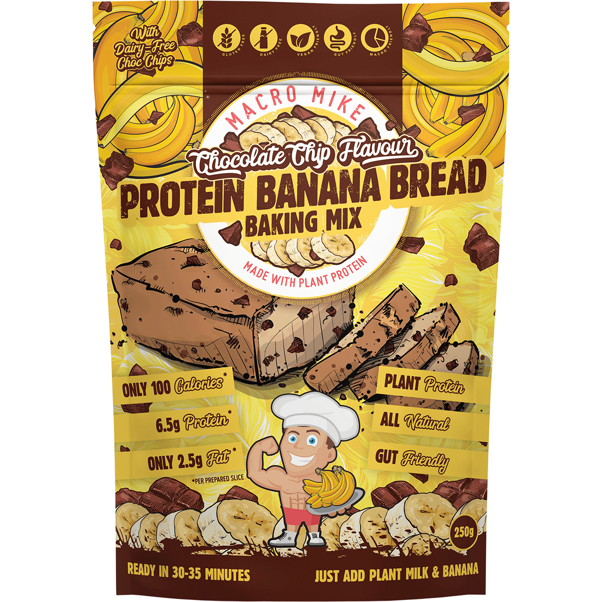 Macro Mike Protein Banana Bread Baking Mix Chocolate Chip – 250g