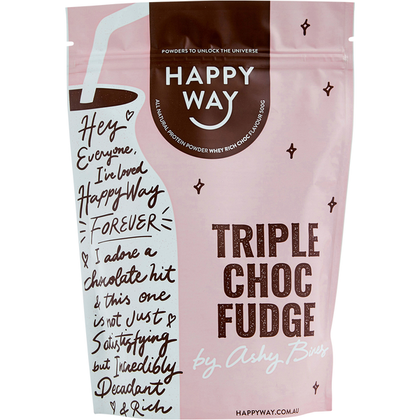 Happy Way Ashy Bines Whey Protein Powder Triple Choc Fudge – 500g