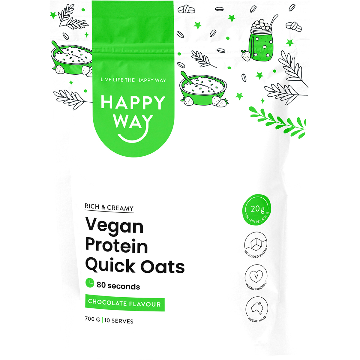 Happy Way Vegan Protein Quick Oats – 700g