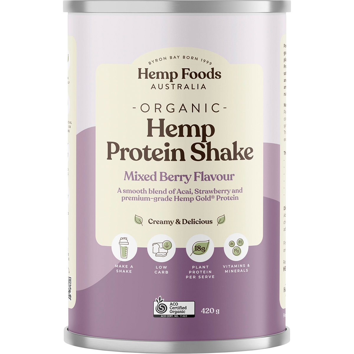 Hemp Foods Australia Organic Hemp Protein Shake - Mixed Berry & Acai