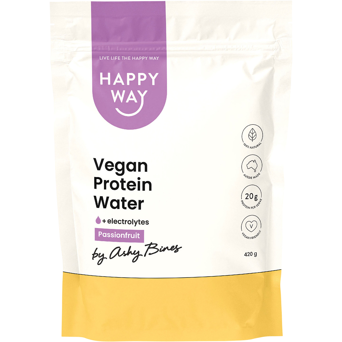 Happy Way Ashy Bines Vegan Protein Water Passionfruit – 420g