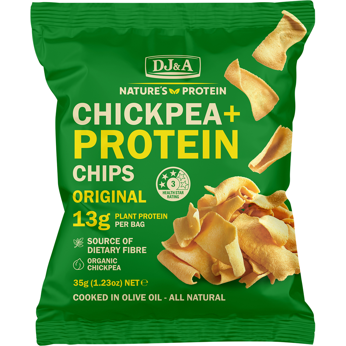 DJ&A Chickpea + Protein Chips – 9x35g