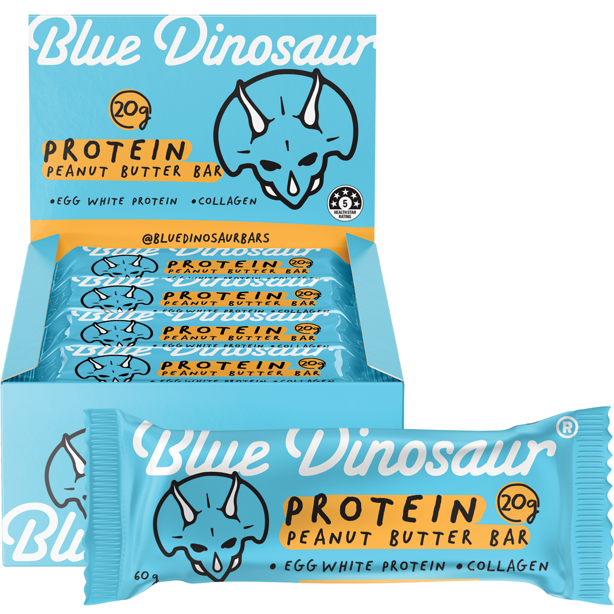 Blue Dinosaur Peanut Butter Protein Bar - 12x60g