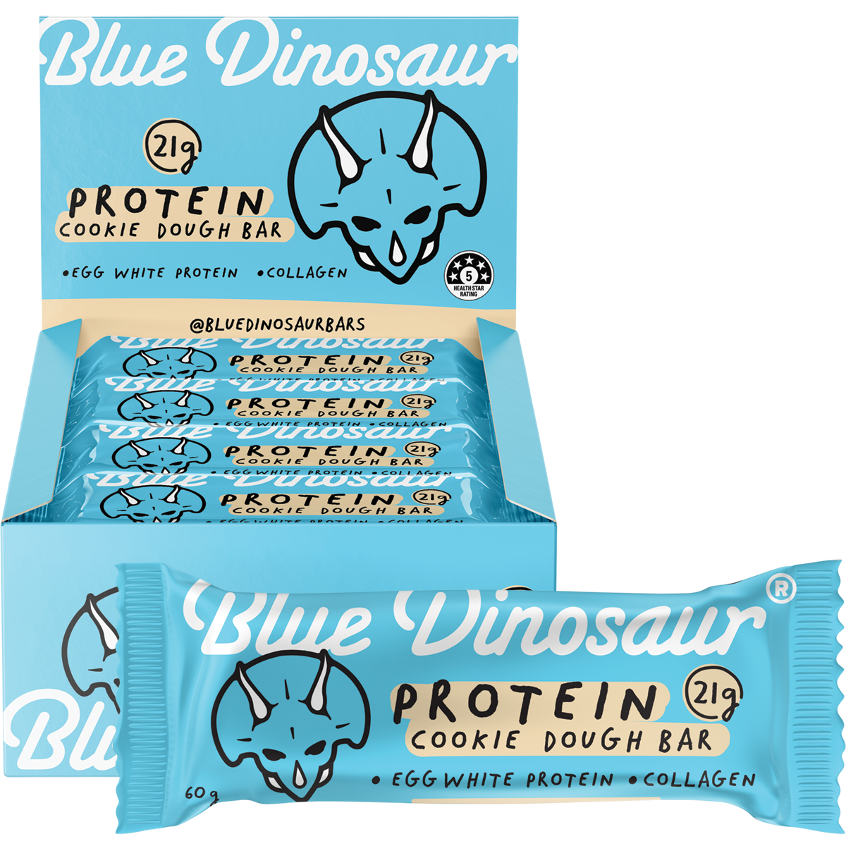 Blue Dinosaur Cookie Dough Protein Bar – 12x60g