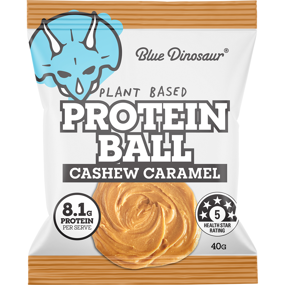 Blue Dinosaur Protein Ball Caramel Cashew – 12x40g