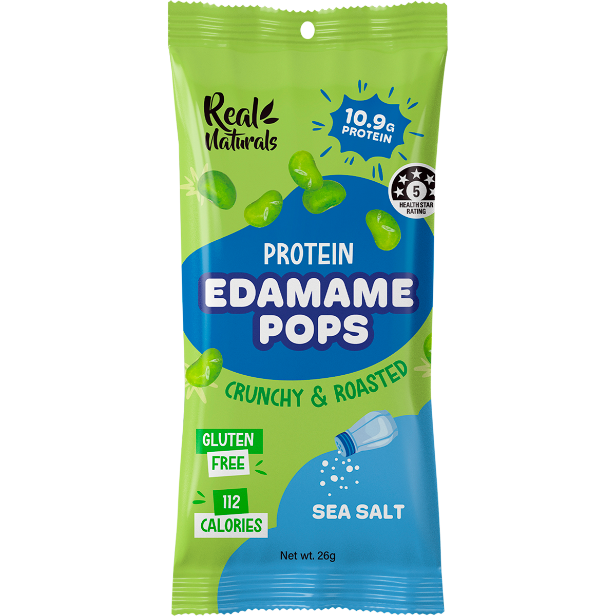 Real Naturals Protein Edamame Pops Sea Salt – 10x26g