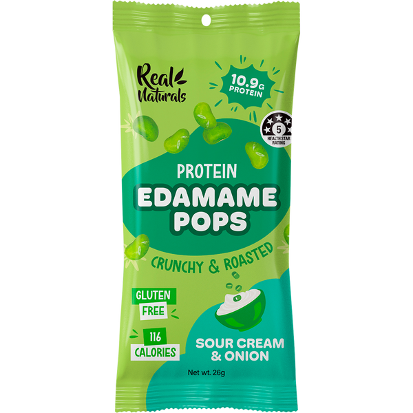 Real Naturals Protein Edamame Pops Sour Cream – 10x26g