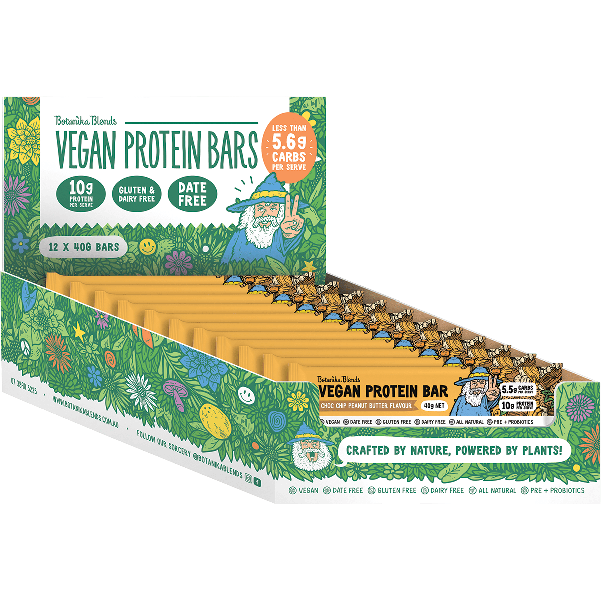 Botanika Blends Vegan Protein Bars Choc Chip Peanut Butter – 12x40g