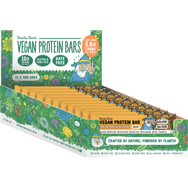 Botanika Blends Vegan Protein Bars Choc Chip Peanut Butter – 12x40g