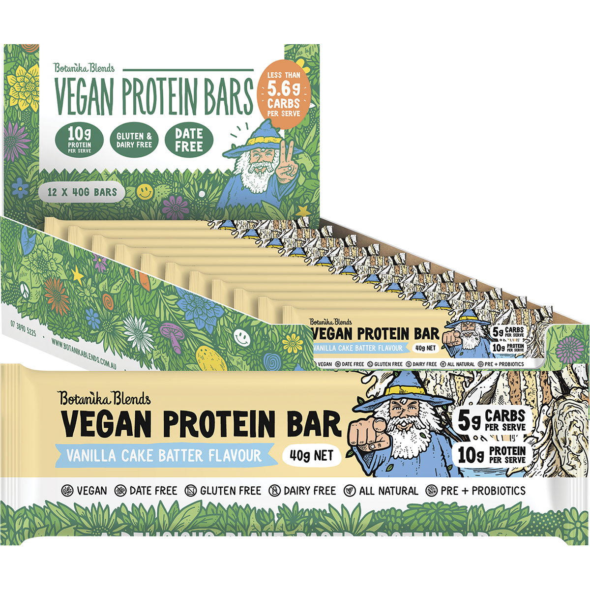Botanika Blends Vegan Protein Bars Vanilla Cake Batter – 12x40g