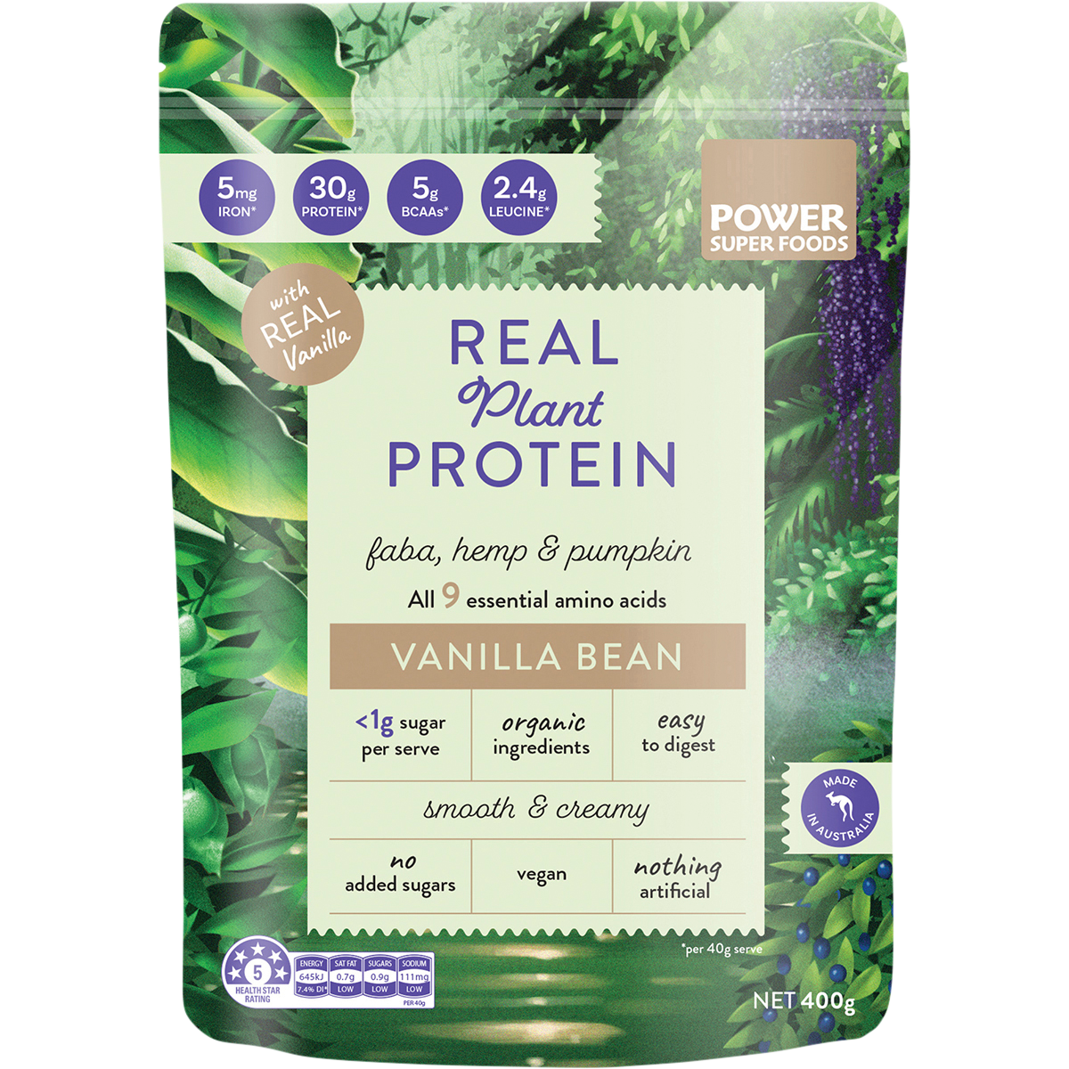 Power Super Foods Real Plant Protein Vanilla Bean – 400g