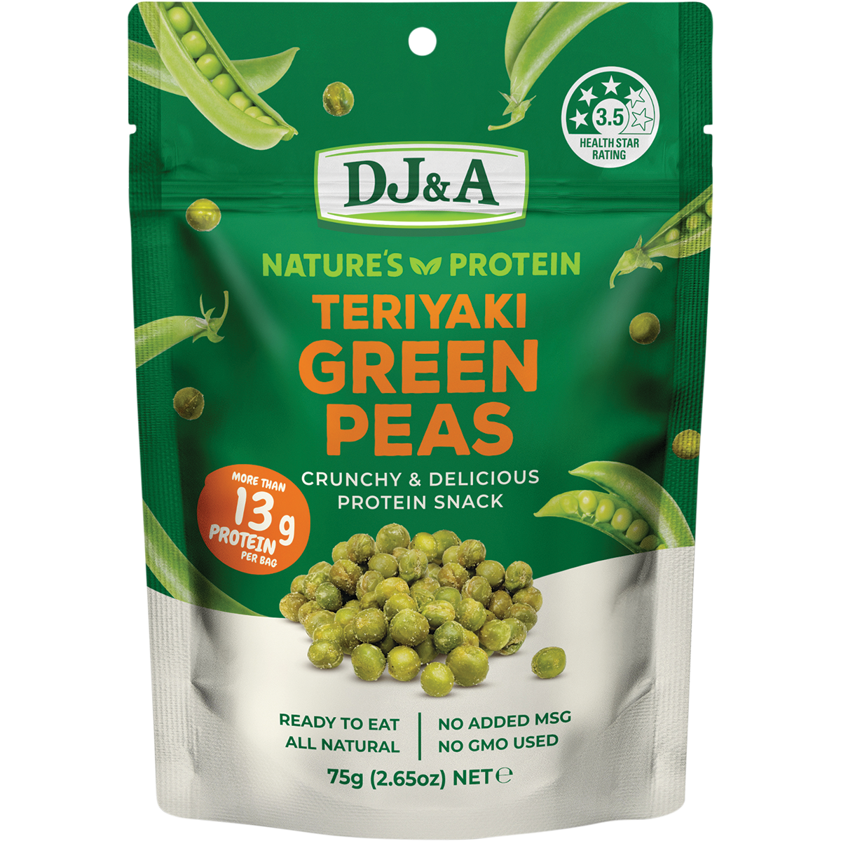 DJ&A Nature’s Protein Teriyaki Green Peas – 12x75g
